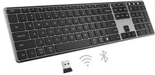 AUSDOM 2.4G Wireless Bluetooth Keyboard Full Size, Quiet Slim Multi-Device Re... picture