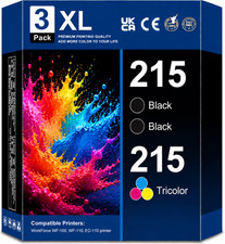 T215 Ink Cartridge 3Pk ( 2-BK  1-TriColor）Replacement for WF-100 WF-110 EC-110 picture