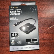 NEW GE ULTRAPRO USB-C to Dual Port HDMI Adapter, BLACK, 4K, UltraHD picture