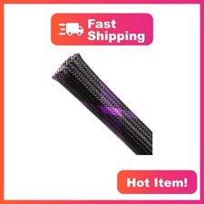 Kelepu Black Purple 1/2x25ft Expandable Braided PET Wire Loom Sleeving picture