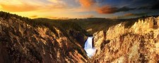 Landscape yellowstone national park waterfall usa nature Custom Gaming Mat Desk picture