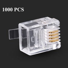 Gold-Plated RJ11 Modular Telephone Plug Connector for Solid Cable, 1000pcs Pack picture