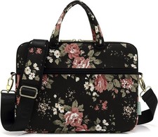 Black C Rose Patten Water Resistant Laptop Shoulder Messenger Bag Case Sleeve fo picture