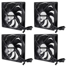 4-Pack 120Mm 120X120X25Mm 12V Black Computer Case Fans High Performance Cooling picture