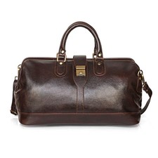 Unisex large medical doctor bag full grain Brown leather top handle crossbody picture