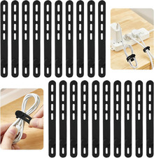 Bridas Silicona Negras 20 Pcs Reutilizables Organizador Cables Hogar Oficina picture