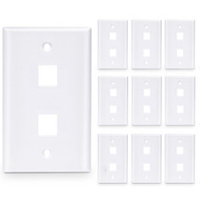 100 Pcs - 2 Port Wall Plate Keystone RJ45 Cat6 Cat5e Insert Jack White WallPlate picture