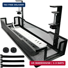 No Drill Under Desk Cable Management Tray with clamp-Premium Wire Tray Cord Orga picture