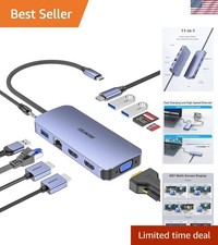 Stylish 11-in-1 USB C Docking Station with Dual HDMI, VGA & 18- picture