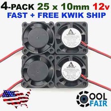 4 Pieces  Gdstime 12v 25mm Cooling Fan 2510 DC 25x25x10mm Brushless 2pin Mini C7 picture