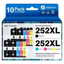 10PK T252XL 252XL Ink Cartridge for Epson WorkForce WF-3620 WF-3640 WF-7110 picture