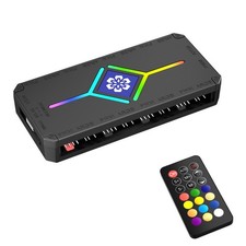 9 Port ARGB/PWM Fan Hub w/Remote Control for Aura Mystic Light RGB Fusion Sync picture