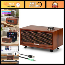 Compact Wooden Soundbar Speakers - USB Powered, Bluetooth, 3.5mm Input for PC, L picture