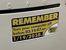 Y2K38 UNIX 1/19/2038 Future REMEMBER Best Buy Y2K Sticker PC Bug Retro picture