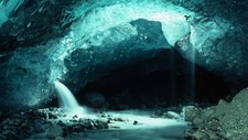 Landscape iceberg cave nature waterfall water rocks long Custom Gaming Mat Desk picture
