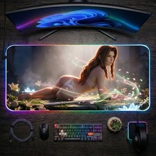 Final Fantasy Mouse Pad, Aerith LED RGB Desk Mat, Gift for Gamer, Fantasy Decor picture