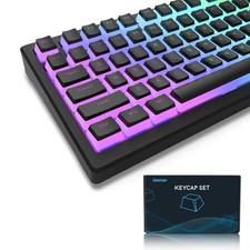 Womier Pudding Keycaps, PBT Shine Through Keycaps Black 164 Keys Set picture