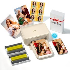 iDPRT 4x6 Photo Printer with 108 Sheets & 2 Ribbons,Instant Portable, Beige picture