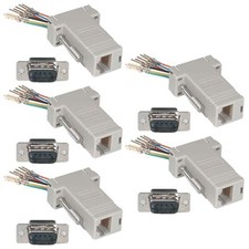 5 Pcs DB9 9-Pin RS232 Male to RJ11 RJ12 6P6C Telephone Phone Line Adapter Ivory picture