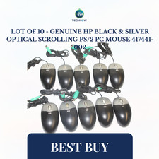 Lot of 10 - Genuine HP Black & Silver Optical Scrolling PS/2 PC Mouse 417441-002 picture
