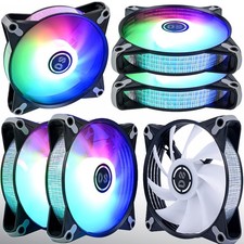 DS RGB Fans, 120mm 6 Pack Case Cooling LED Fans for White Black PC Case, CPU ... picture