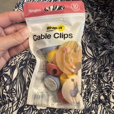 Wrap-It Storage Cable Clips 10 Pack Multicolor Adhesive Reusable Plastic picture