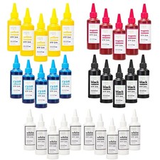 CISinks Premium Large DTF Ink Bottle Bulk Refill Set (100ml x 30, 5XCMYK 10X Wh) picture