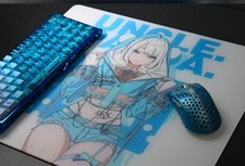 Uncle Panda Glass Gaming Mouse Pad Blue - 450x450x4mm Smooth Control Surface picture