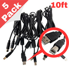 Heavy Duty USB-A to USB-B 2.0 Cable for Printer / External HDD, 10ft, Pack of 5 picture