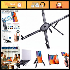 4-in-1 Adjustable Laptop Stand with Magnetic Phone Holder, Portable Aluminum for picture