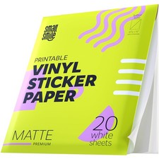 Vinyl Sticker Paper 20 Sheets 8.5x11 for Inkjet & Laser Printers - Waterproof picture