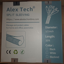Alex Tech Split Sleeving Cable Protector 10ft - White - New picture
