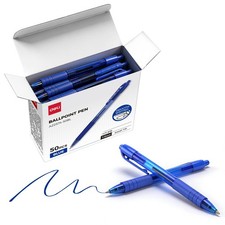 Ballpoint Pens Bulk 50 Pack Blue Ink 1.0MM Medium Point Deli AZ2574-50BL picture