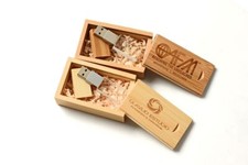 Custom Logo USB Flash Pendrive Wooden Box U Disk Memory Stick 4GB-128GB Storage picture
