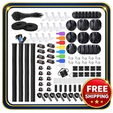 Cable Management Kit with 4 Cable Sleeves and 57 Clips for Organizing Wires picture