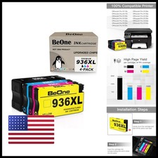 BeOne 936XL Ink Cartridge with Chip for HP OfficeJet Pro 4-Pack (Black, Cyan picture