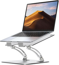 Ergonomic Adjustable Laptop Stand for Desk, Dual Foldable Computer Riser with Ad picture
