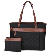Laptop Tote Bag for Women 15.6 Inch Leather Work Handbag Clutch Purse picture