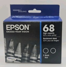 Original Genuine Epson 68 T06812D2 High Capacity Ink Cartridge 2-Pack Black 9/20 picture