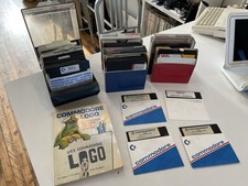 60+ 5.25” Floppy Disks for Commodore 64 - LOGO, Zork II Etc w/ Storage picture