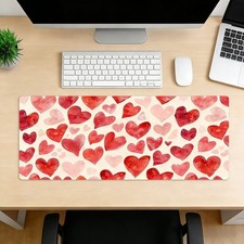 Watercolor Red Heart Computer Keyboard Mouse Pad for Valentine's Day Desk Decor picture