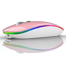 Wireless Bluetooth Mouse, LED Silent Rechargeable MousePink picture
