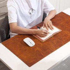 Handmade Genuine Leather Desk Pad Mat Blotter Custom Laptop pad Brown Tan picture