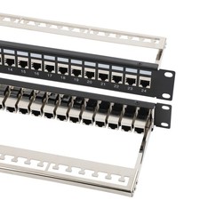 19-Inch 24-Port 1U RJ45 Patch Panel with Cat6/Cat6A Coupler Keystone picture