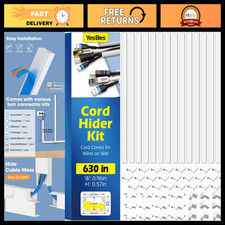 Cord Hider Kit 630in - Paintable Cable Raceway & Wall Wire Covers for TV Cords picture