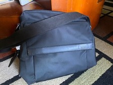 NWT TUMI  BLACK POLYESTER/LEATHER CROSSBODY BAG $275+tax retail picture