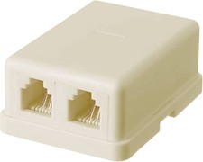 Steren 300-146 Telephone 4C Dual Modular Surface Jack Ivory RJ11 8pk picture