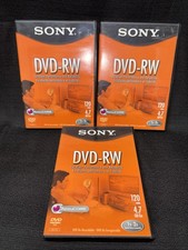 Sony DVD-RW Blank Recordable 4.7GB 120 Min 1x-2x AccuCORE New Unused Lot of 3 picture