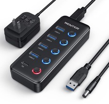 Powered USB 3.0 Hub, 5-Port USB Hub Splitter (4 Faster Data Transfer Ports+ 1... picture