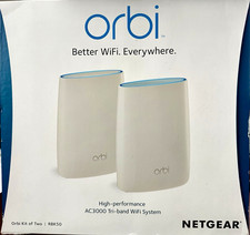 Netgear Orbi AC3000 Tri-Band Wireless Router - White, Pack of 2 (RBK50-100NAS) picture